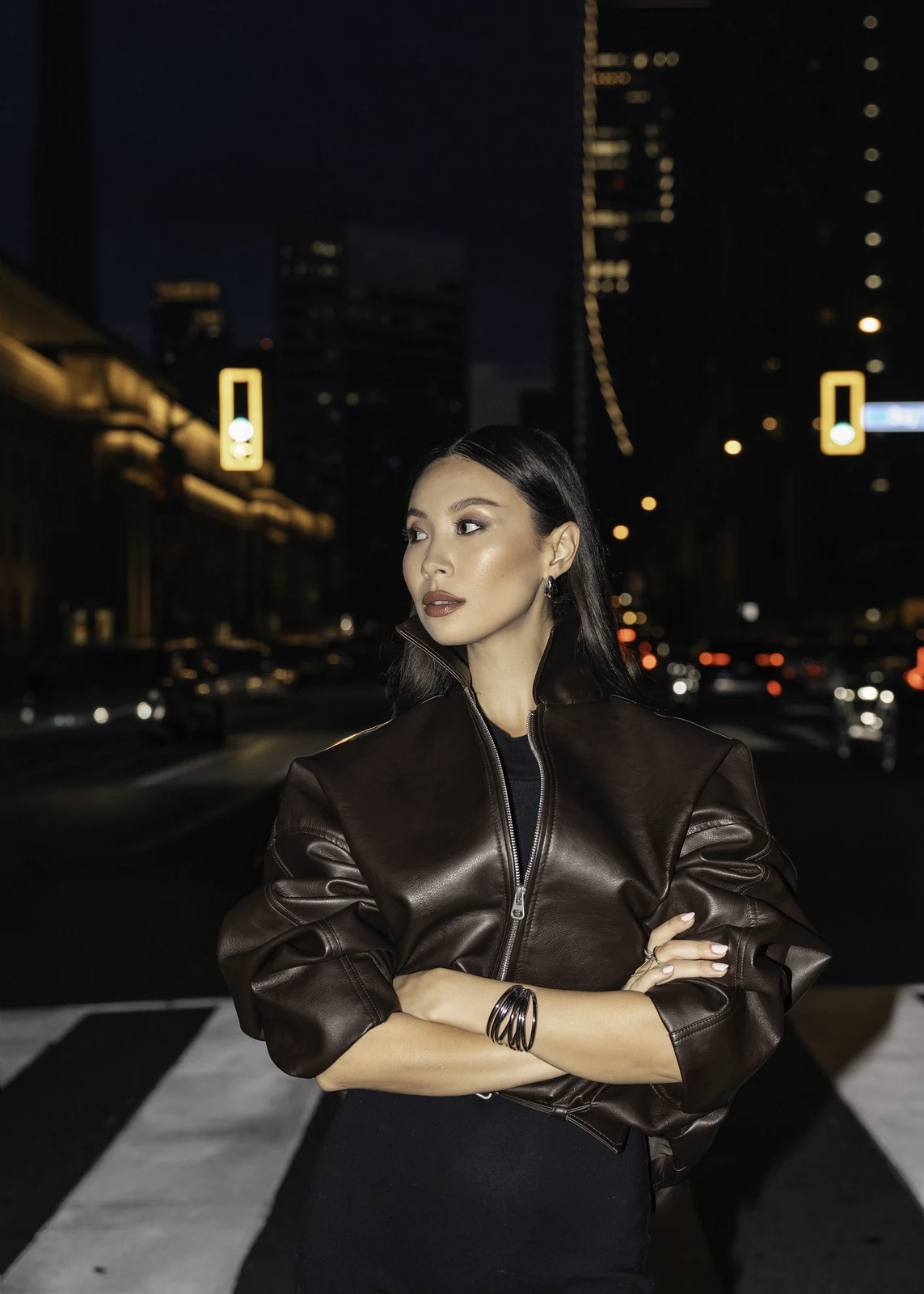 Editorial portrait from a city photography session in Toronto — urban backdrop, natural light.
