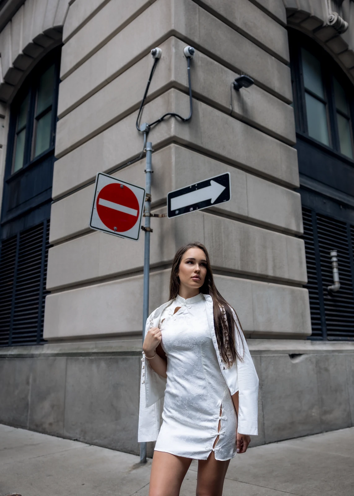 Editorial portrait from a city photography session in Toronto — urban backdrop, natural light.